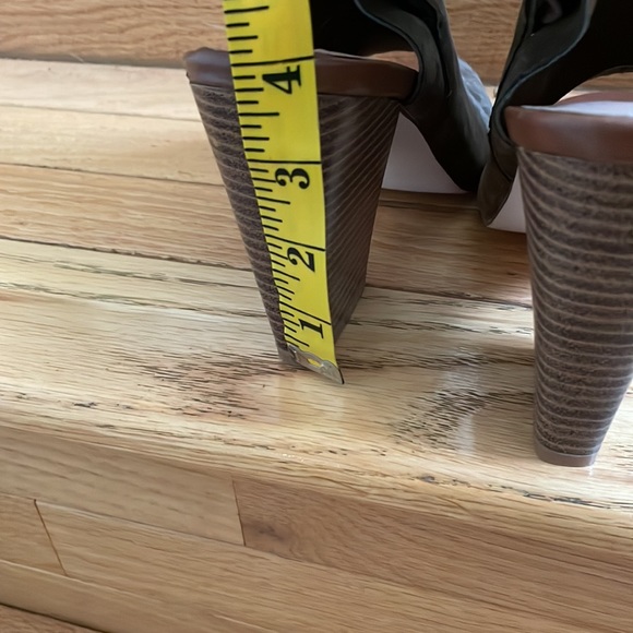 Olive Green Suede Open Toe Boots Size 8 - Picture 6 of 6